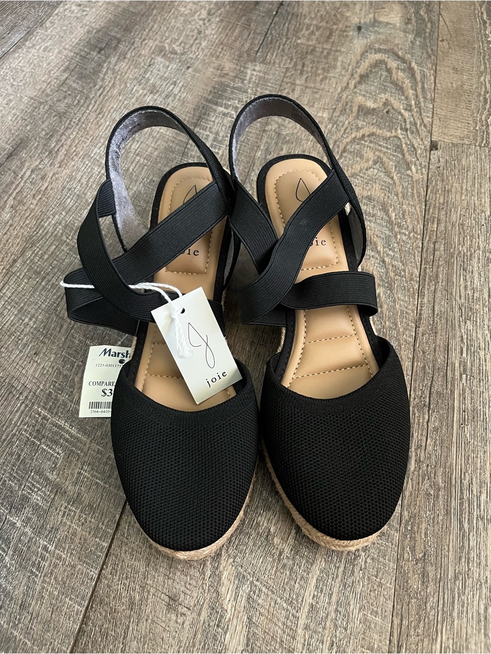 Joie Black Espadrille Slingback Wedge with Elastic Cross Straps